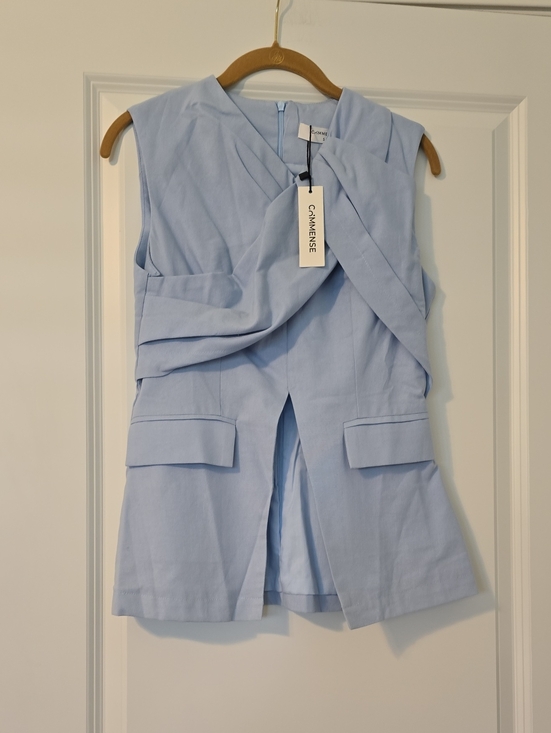 Commense Tops - Commense Light Blue Draped Sleeveless Vest Top Size S NWT
